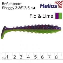Виброхвост Helios Shaggy 3,35&quot;/8,5 см Fio &amp; Lime 5шт. (HS-16-014)
