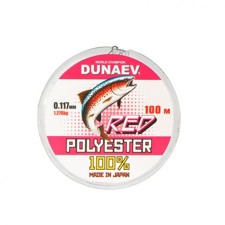 Леска Dunaev Polyester RED 0.117мм  (1,27 кг)  100м