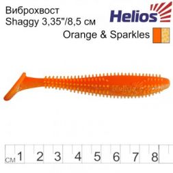 Виброхвост Helios Shaggy 3,35&quot;/8,5 см Orange &amp; Sparkles 5шт. (HS-16-022)