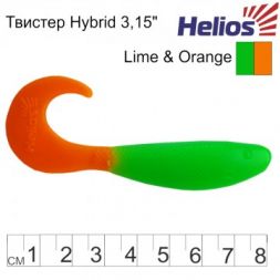 Твистер Helios Hybrid 3,15&quot;/8,0 см Lime &amp; Orange 7шт. (HS-14-020)
