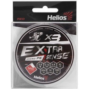 Шнур Helios Extrasense X3 PE Red 92m   0.8/14LB 0.16mm (HS-ES-X3-0.8/14LB)