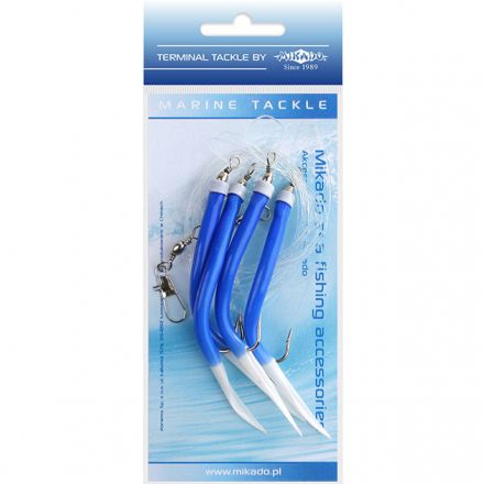Морская оснастка Mikado GUMMI MAKK RIG, крючок № 2/0 BLUE ( 4 шт.)