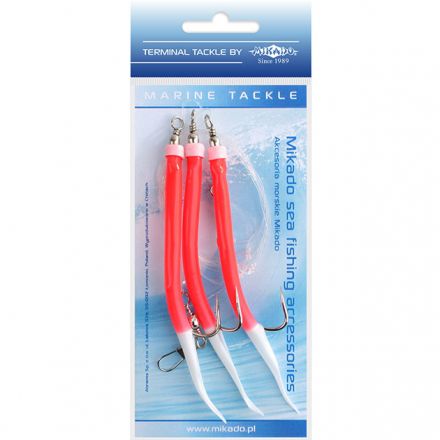 Морская оснастка Mikado GUMMI MAKK RIG, крючок № 4/0 (3шт.) RED