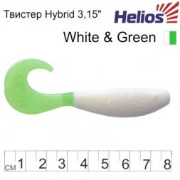 Твистер Helios Hybrid 3,15&quot;/8,0 см White &amp; Green 7шт. (HS-14-016)